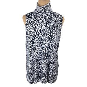 Chico's Zenergy Sleeveless Knit Sweater Top Size M Medium Turtleneck Black White